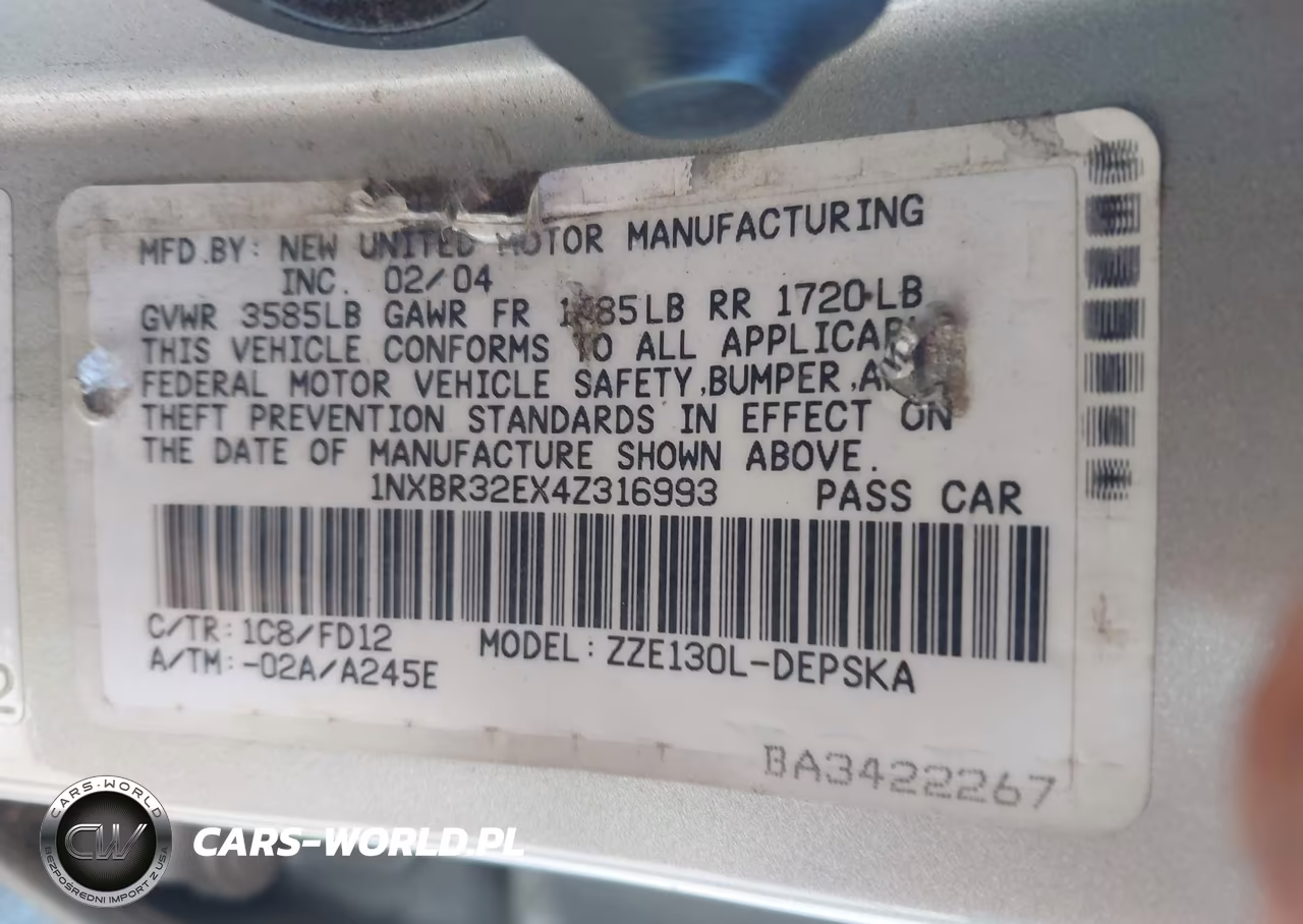 2004 Toyota Corolla S VIN:1NXBR32EX4Z316993 - 9