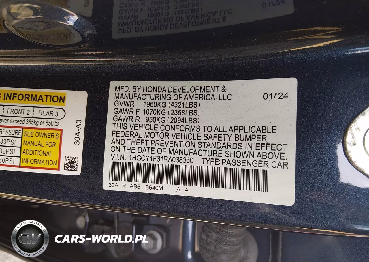 2024 Honda Accord Ex VIN:1HGCY1F31RA038360 - 9