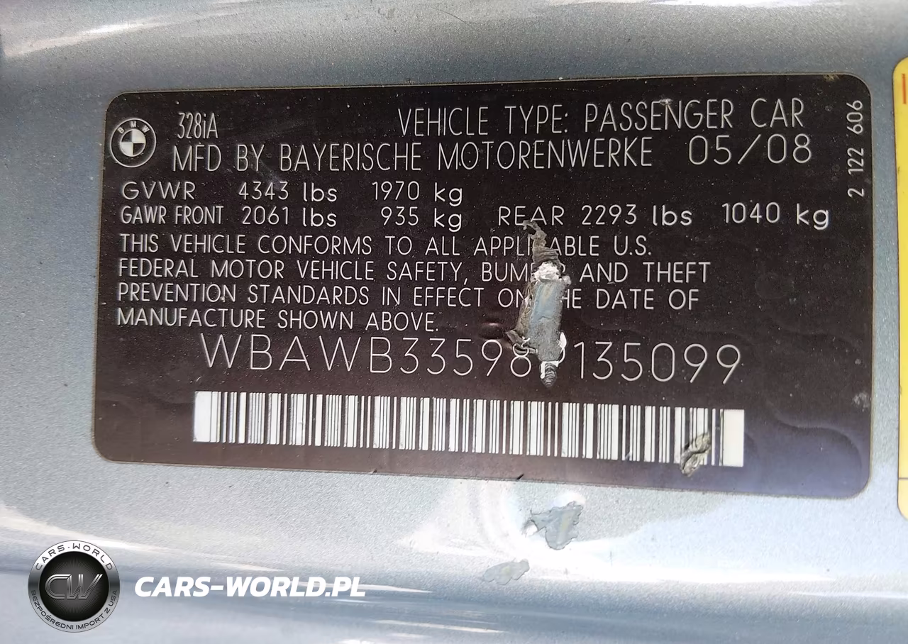 2008 BMW 328I VIN:WBAWB33598P135099 - 9