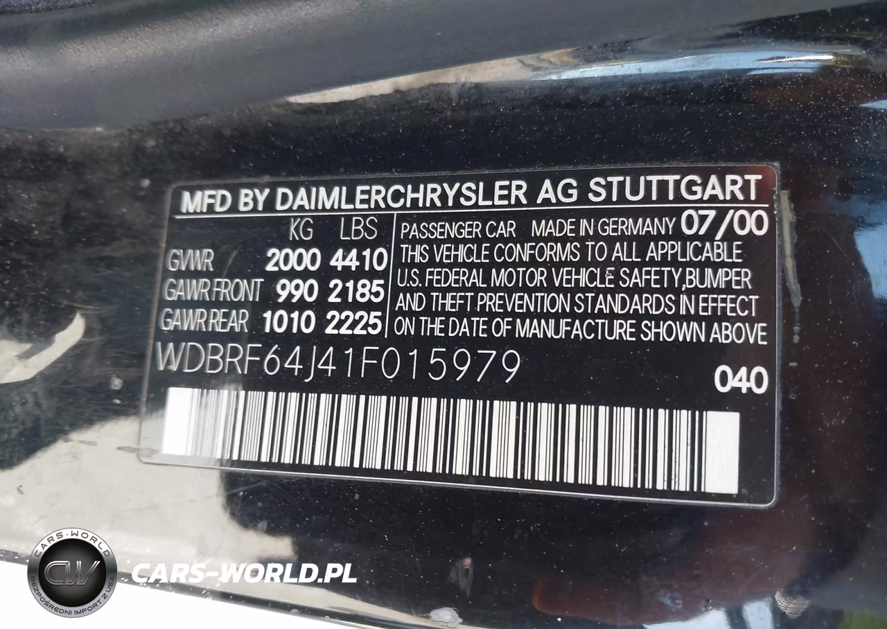2001 Mercedes-Benz C 320 VIN:WDBRF64J41F015979 - 9