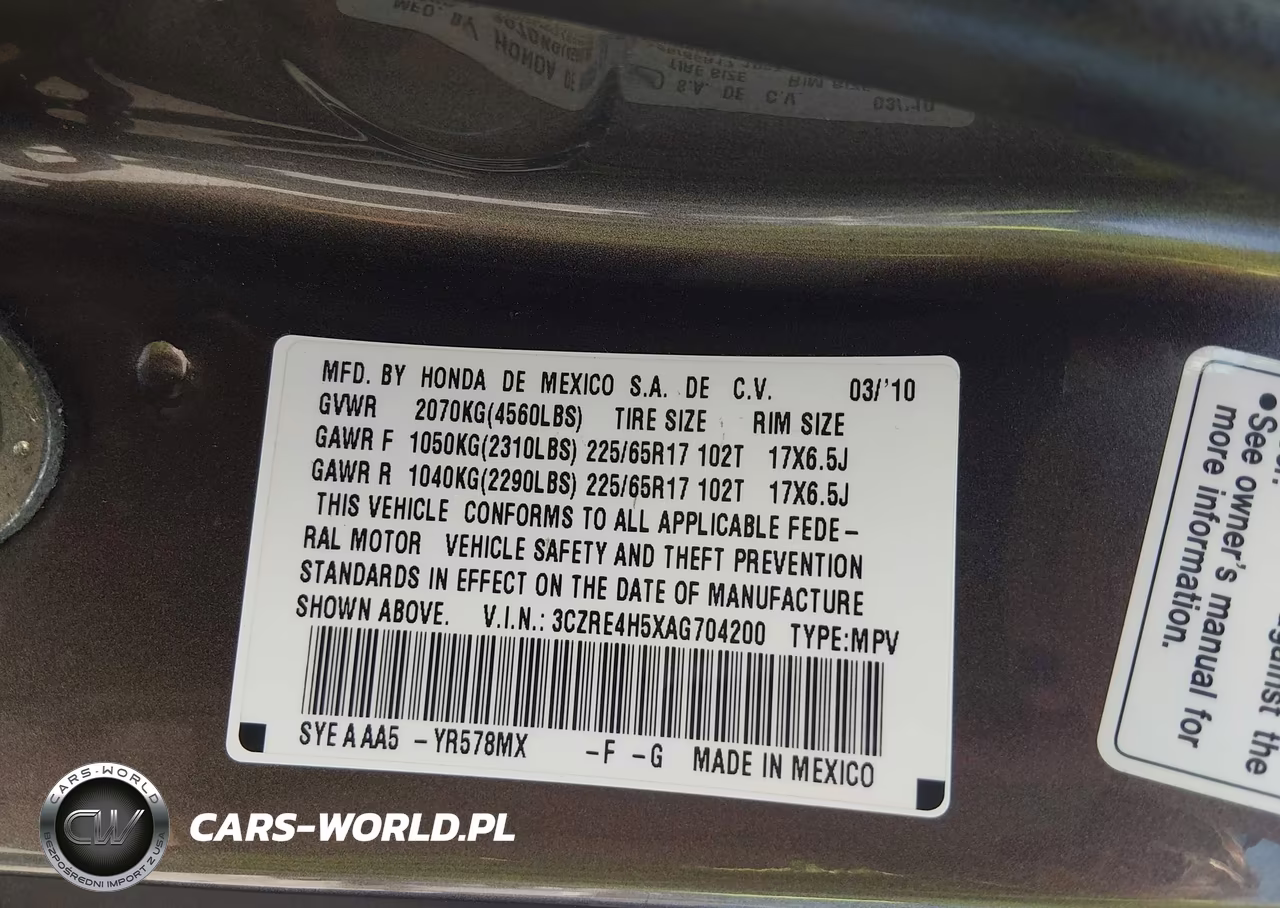 2010 Honda Cr-V Ex VIN:3CZRE4H5XAG704200 - 9