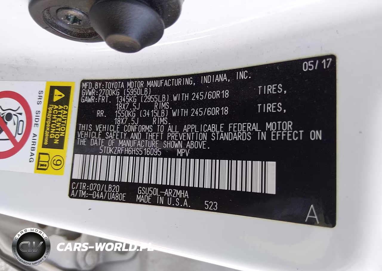 2017 Toyota Highlander Xle VIN:5TDKZRFH6HS516095 - 9