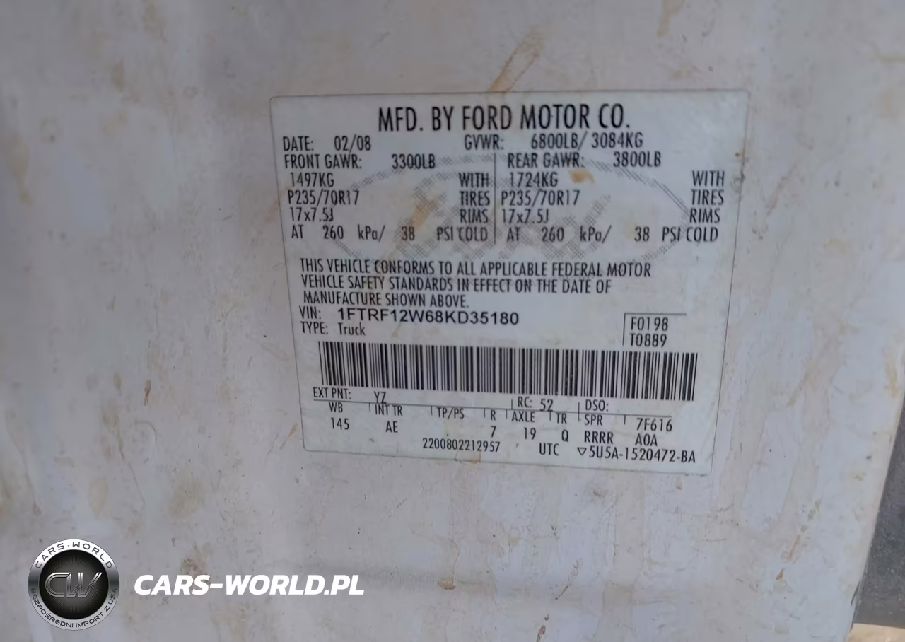 2008 Ford F-150 Fx2-Stx-Xl-Xlt VIN:1FTRF12W68KD35180 - 9