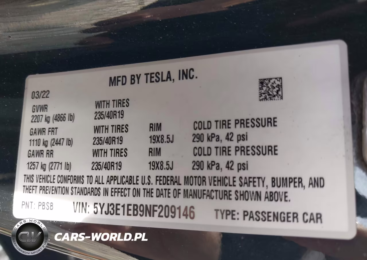 2022 Tesla Model 3 Long Range Dual Motor All-Wheel Drive VIN:5YJ3E1EB9NF209146 - 9