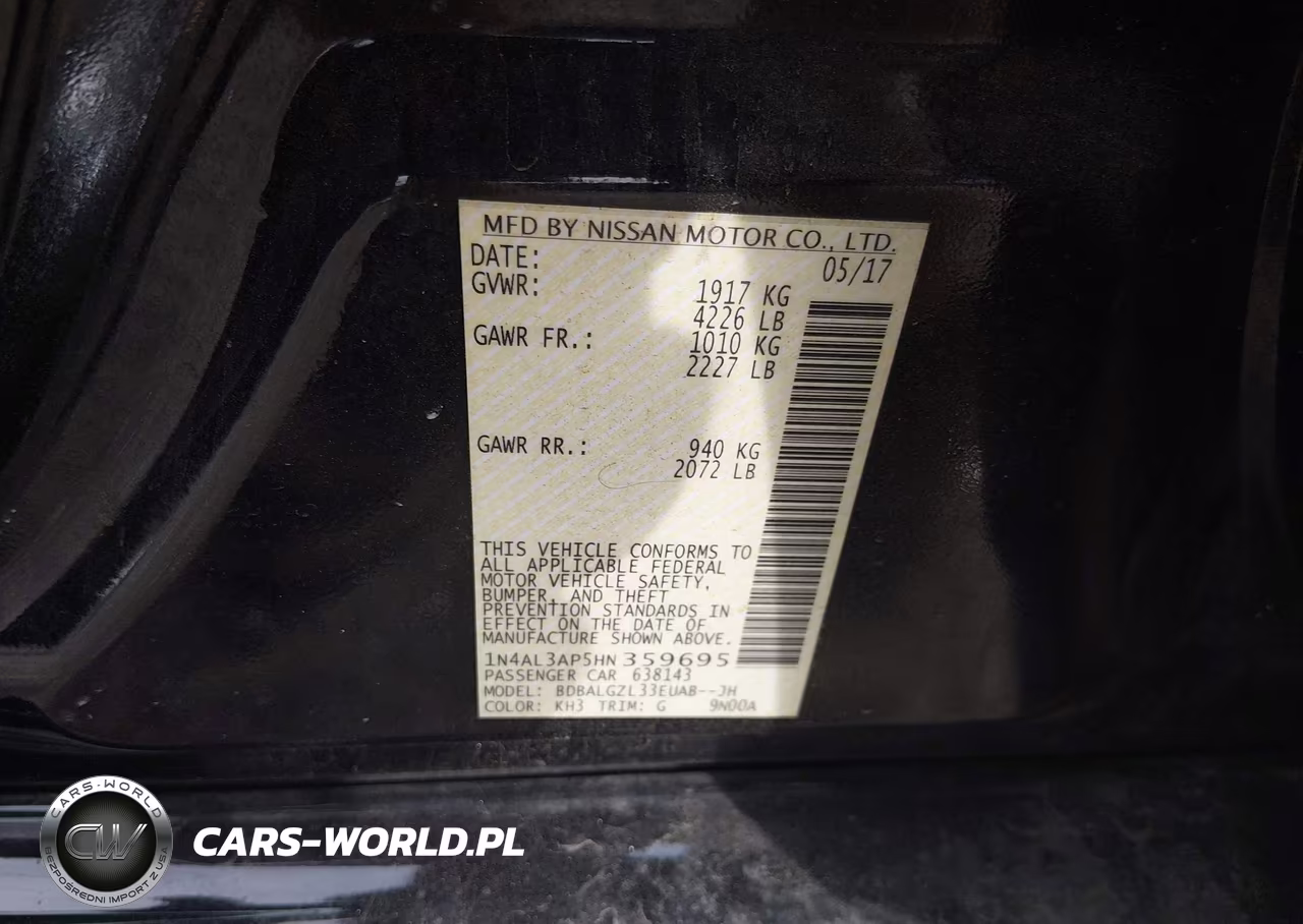 2017 Nissan Altima 2.5 S VIN:1N4AL3AP5HN359695 - 9