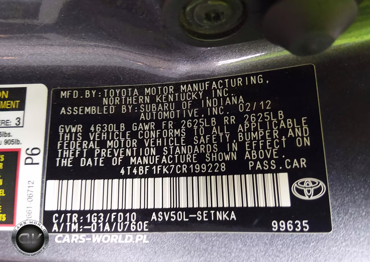 2012 Toyota Camry Le VIN:4T4BF1FK7CR199228 - 9