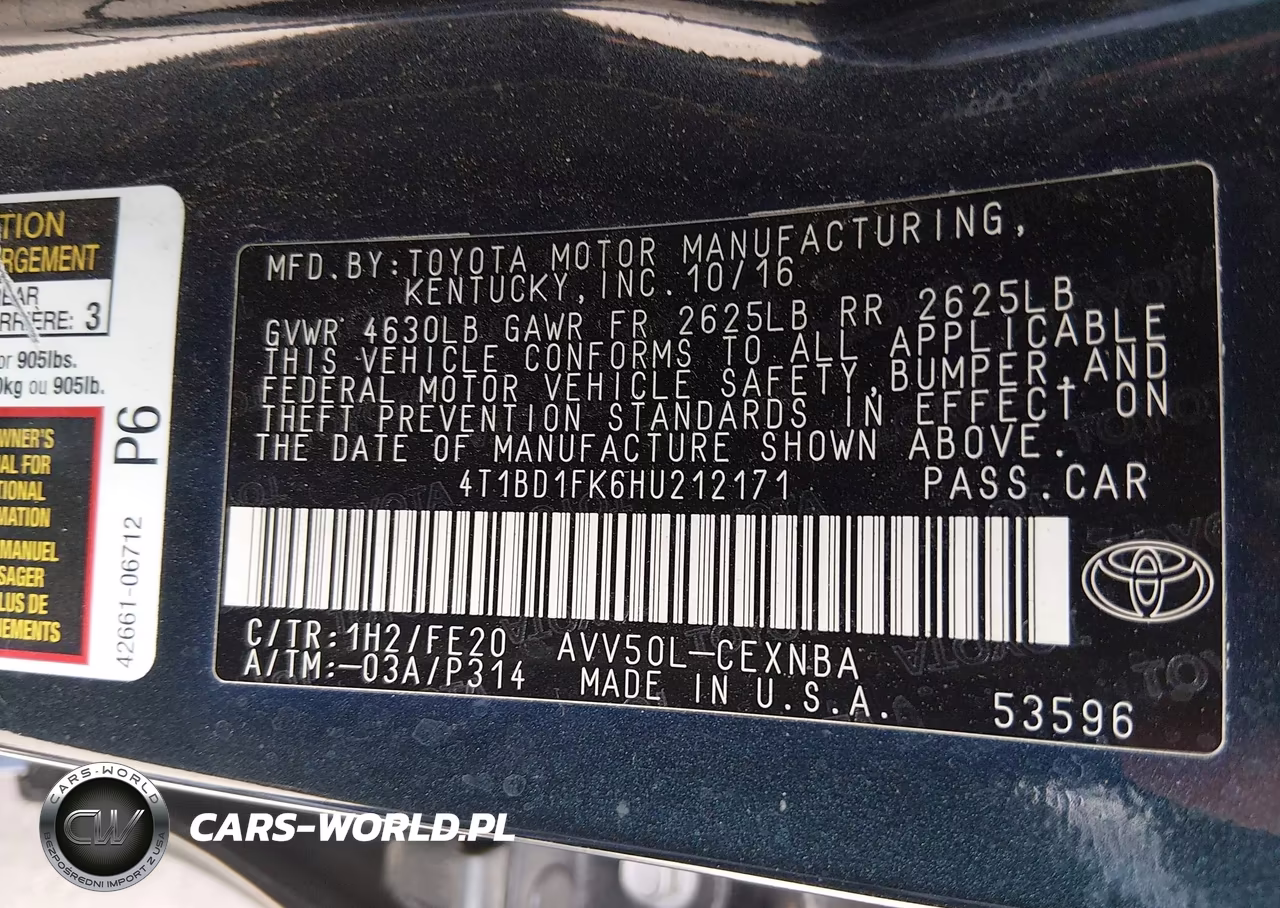 2017 Toyota Camry Hybrid Le VIN:4T1BD1FK6HU212171 - 9