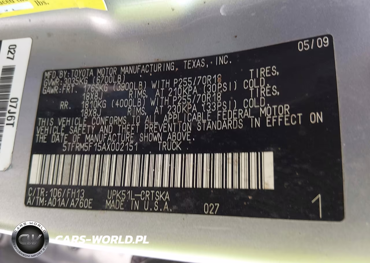 2010 Toyota Tundra Grade 4.6L V8 VIN:5TFRM5F15AX002151 - 9