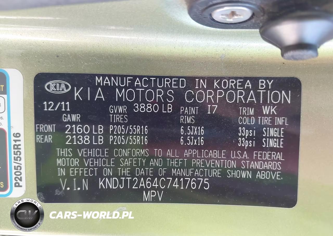 2012 Kia Soul + VIN:KNDJT2A64C7417675 - 9