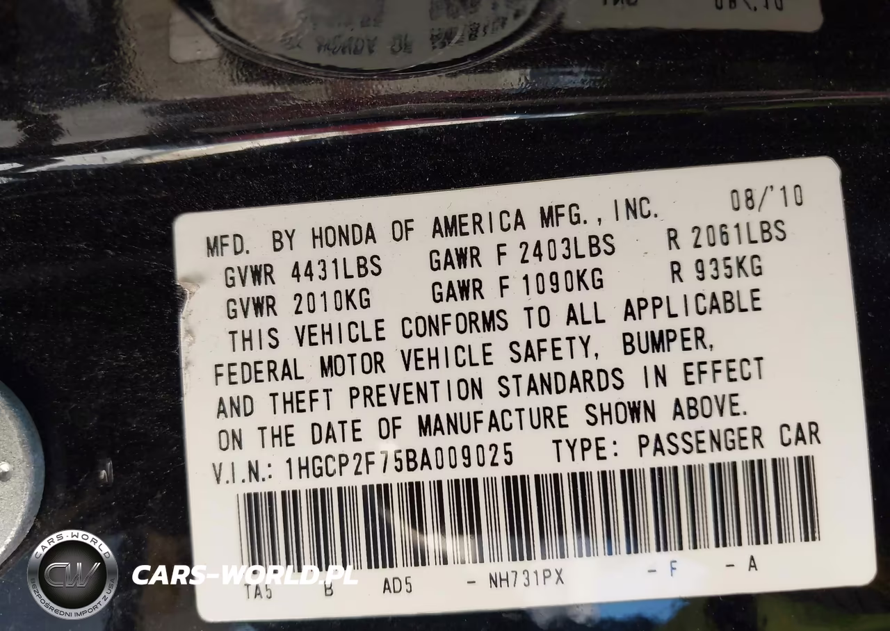 2011 Honda Accord 2.4 Ex VIN:1HGCP2F75BA009025 - 9