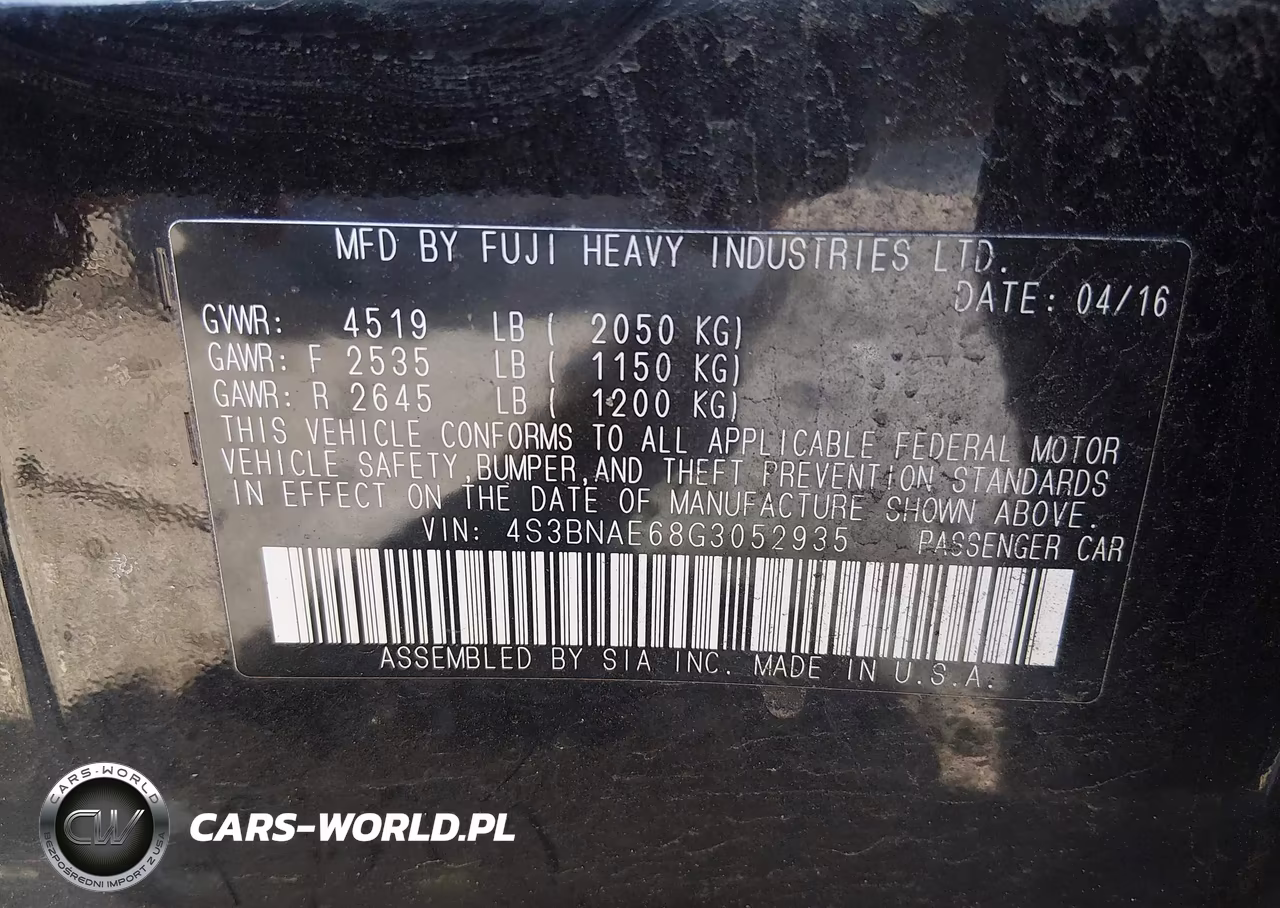 2016 Subaru Legacy 2.5I Premium VIN:4S3BNAE68G3052935 - 9
