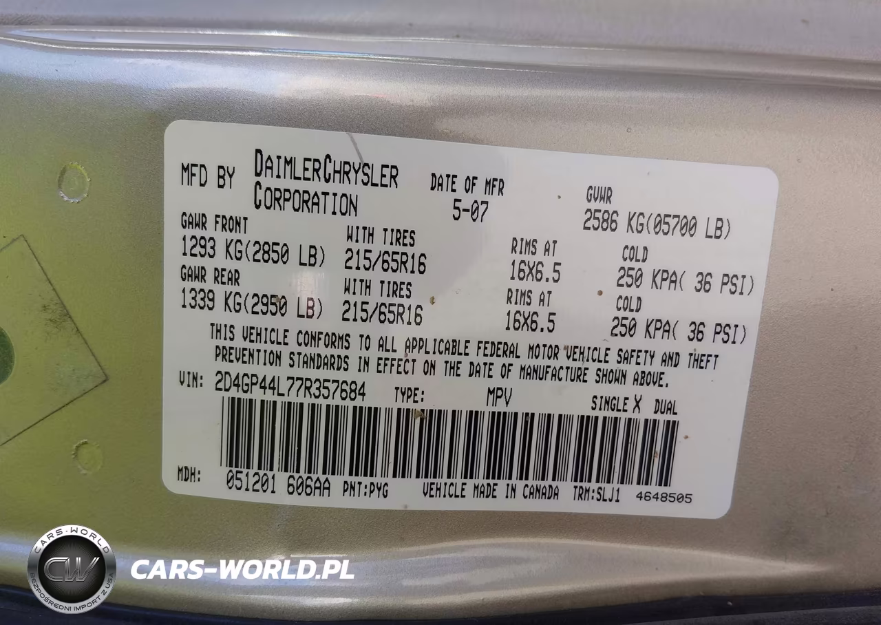 2007 Dodge Grand Caravan Sxt VIN:2D4GP44L77R357684 - 9