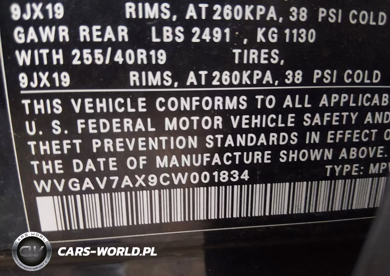 2012 Volkswagen Tiguan Sel VIN:WVGAV7AX9CW001834 - 9