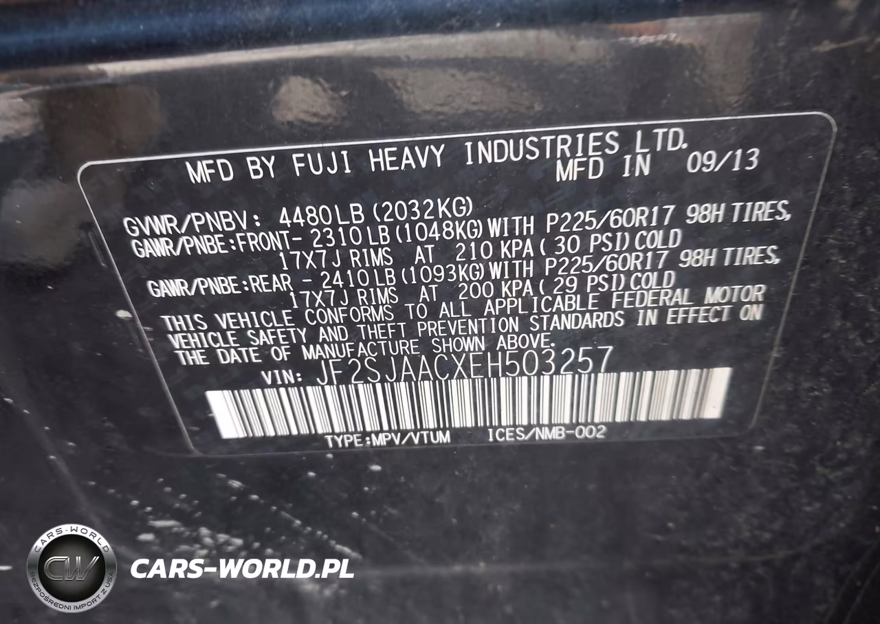 2014 Subaru Forester 2.5I VIN:JF2SJAACXEH503257 - 9