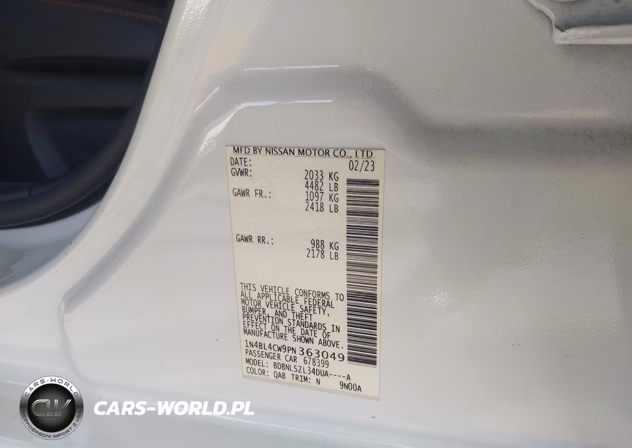 2023 Nissan Altima Sr Intelligent Awd VIN:1N4BL4CW9PN363049 - 9
