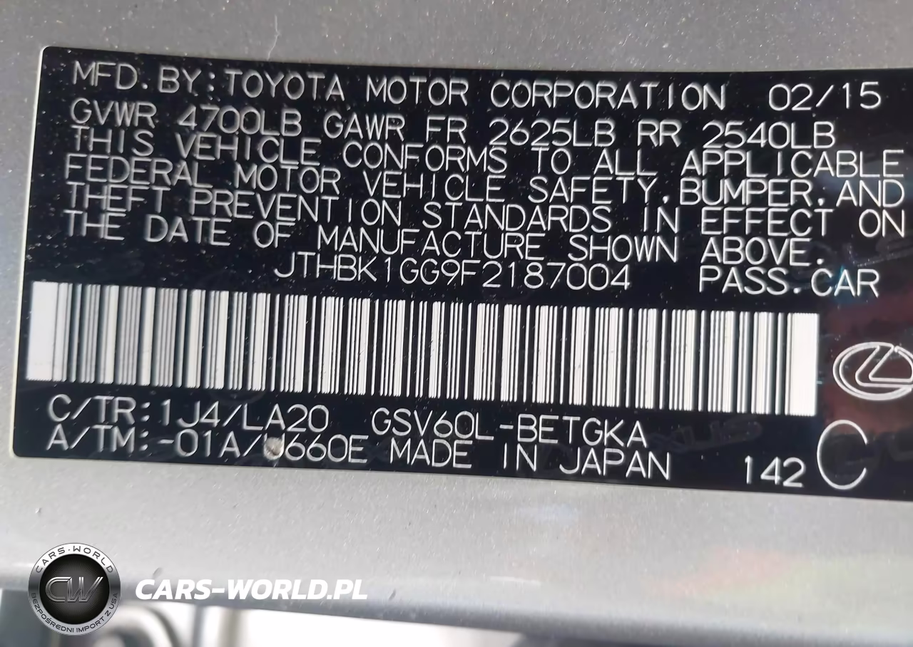 2015 Lexus Es 350 VIN:JTHBK1GG9F2187004 - 9