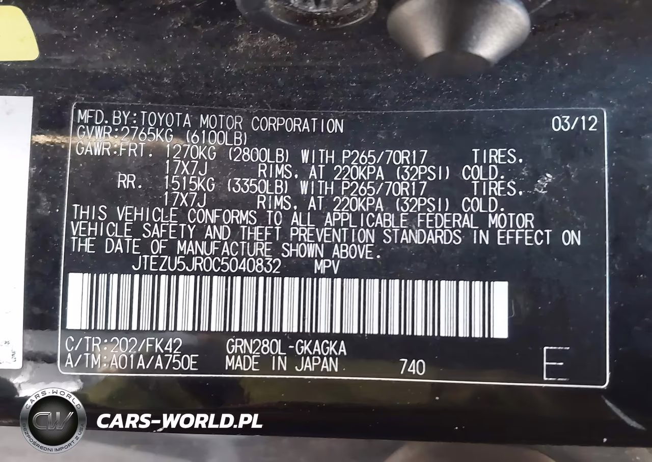 2012 Toyota 4Runner Sr5 VIN:JTEZU5JR0C5040832 - 9