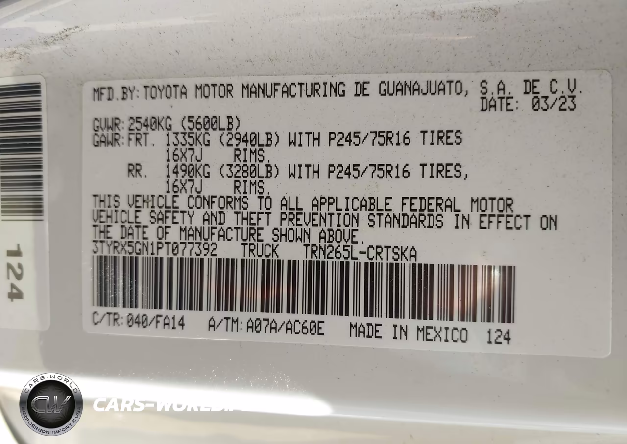 2023 Toyota Tacoma 2Wd Sr VIN:3TYRX5GN1PT077392 - 9