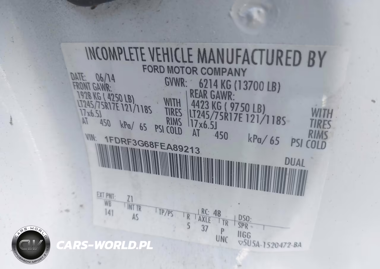 2015 Ford F-350 Chassis Xl VIN:1FDRF3G68FEA89213 - 4