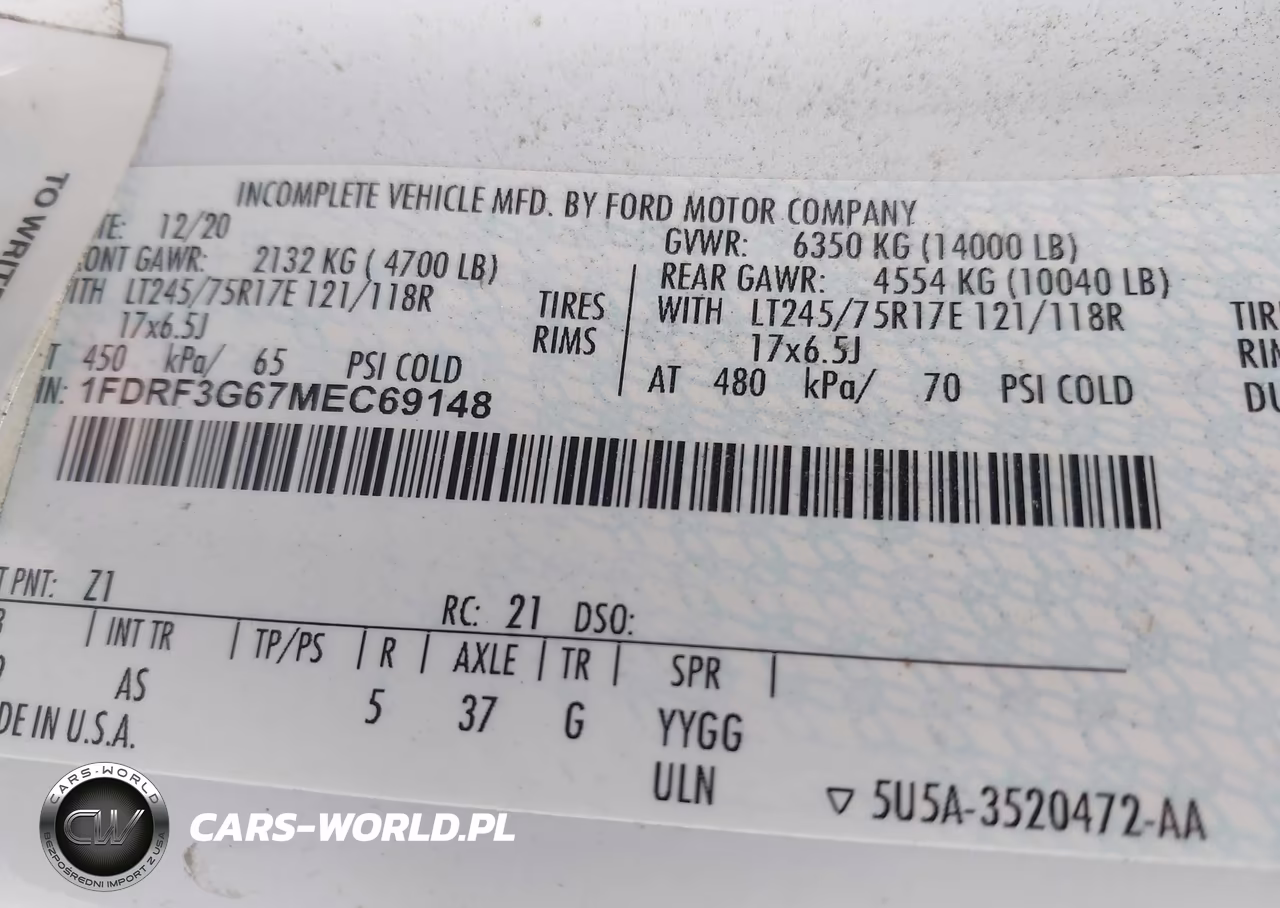 2021 Ford F-350 Chassis Xl VIN:1FDRF3G67MEC69148 - 8
