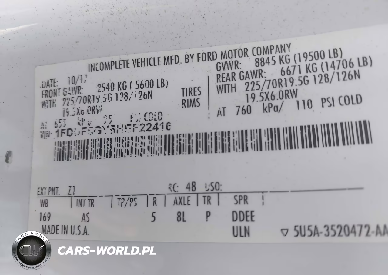 2017 Ford F-550 Chassis Xl VIN:1FDUF5GY5HEF22416 - 4