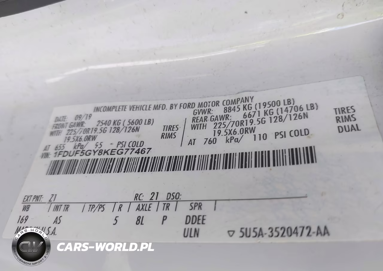 2019 Ford F-550 Chassis Xl VIN:1FDUF5GY8KEG77467 - 4