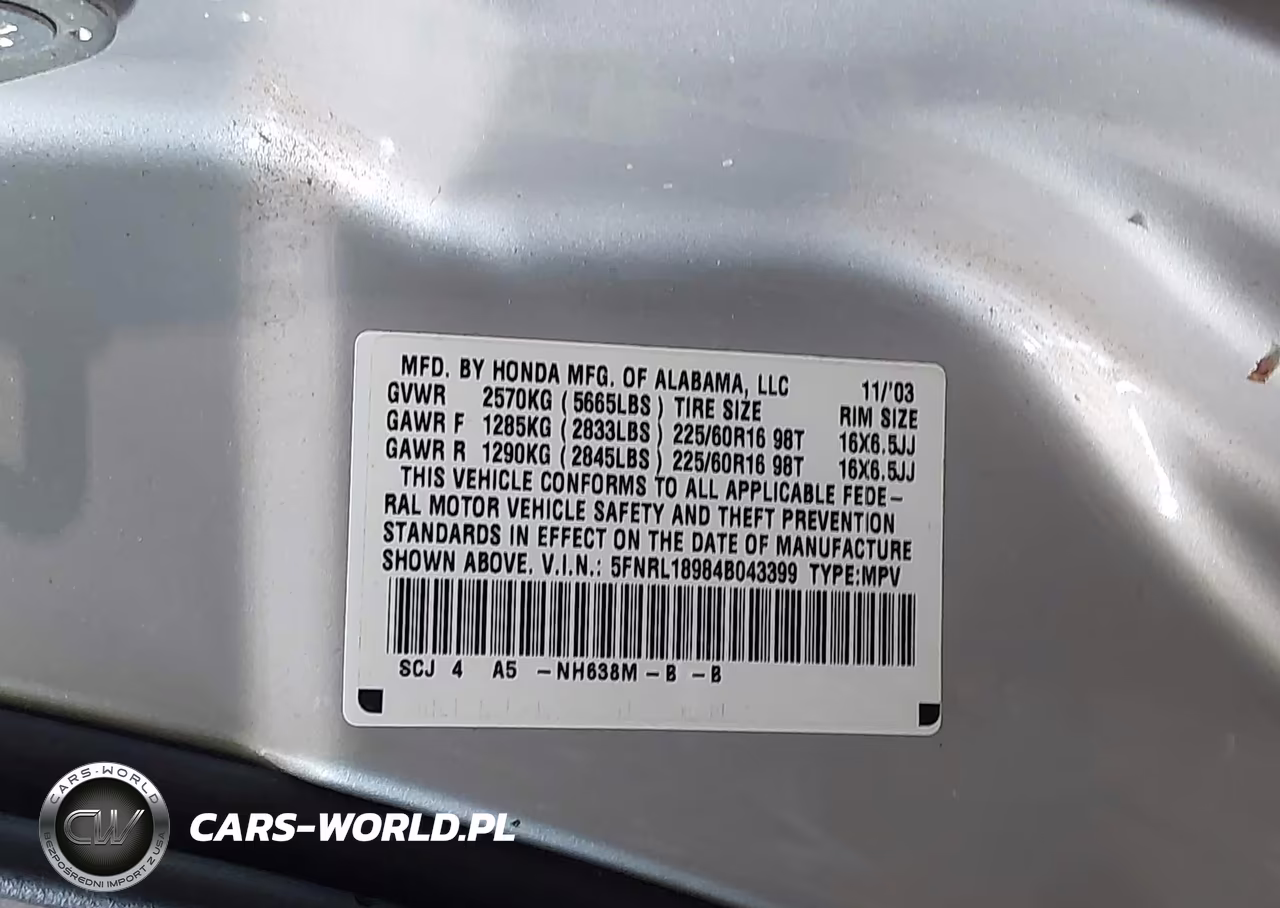 2004 Honda Odyssey Ex-L VIN:5FNRL18984B043399 - 9