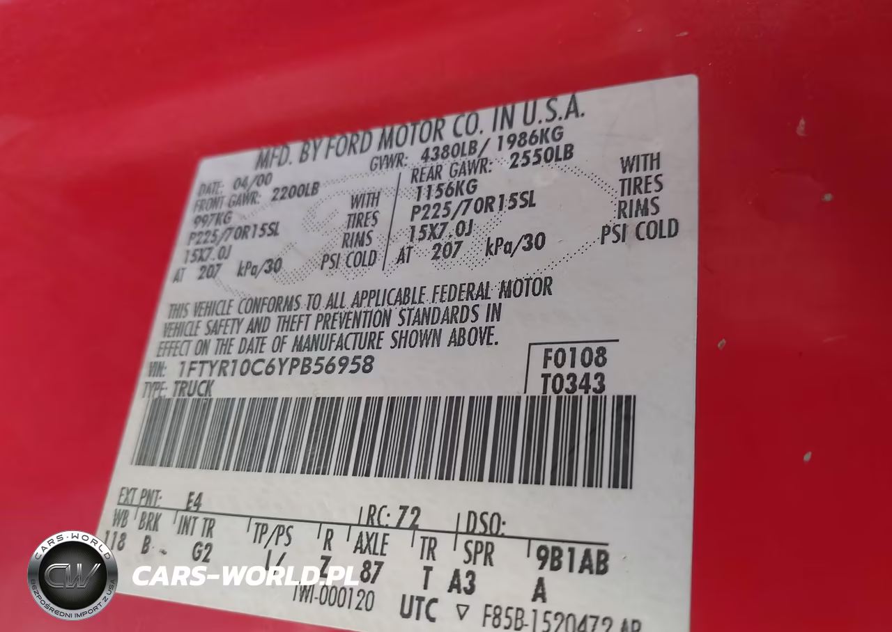 2000 Ford Ranger Xl-Xlt VIN:1FTYR10C6YPB56958 - 9