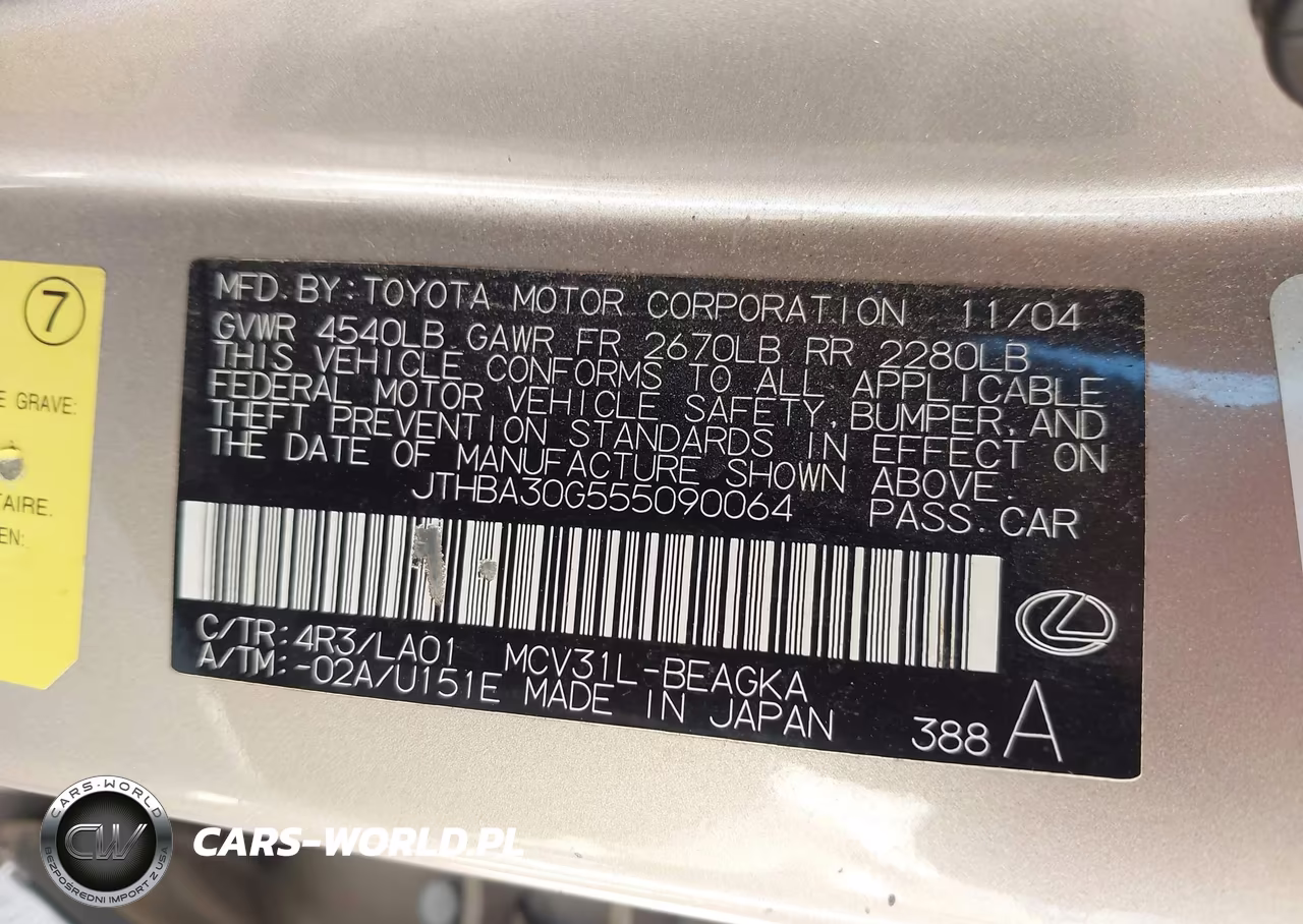 2005 Lexus Es 330 VIN:JTHBA30G555090064 - 9