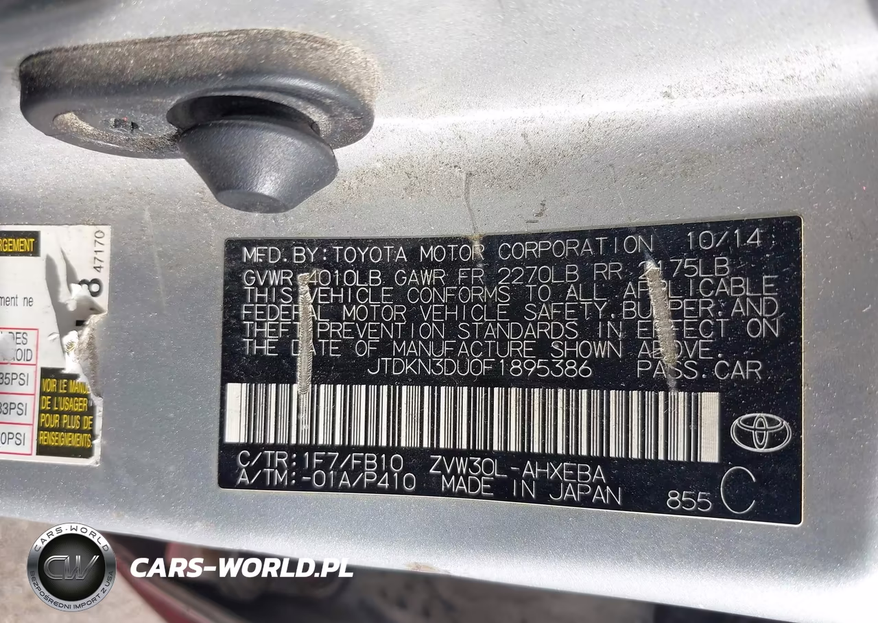 2015 Toyota Prius Two VIN:JTDKN3DU0F1895386 - 9