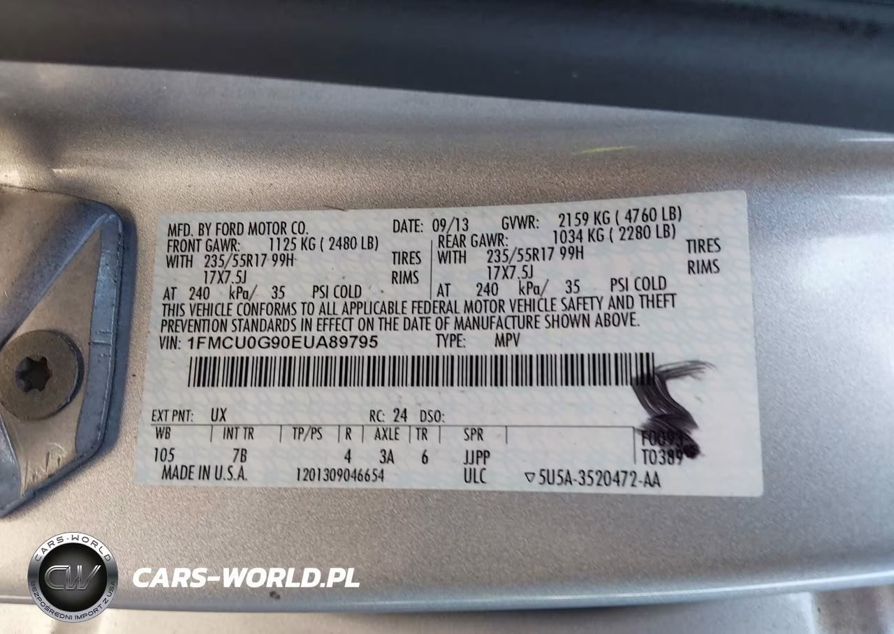 2014 Ford Escape Se VIN:1FMCU0G90EUA89795 - 9