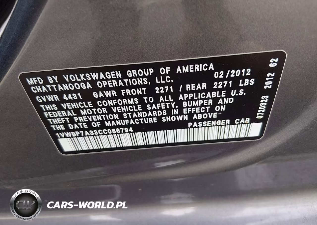 2012 Volkswagen Passat 2.5L Se VIN:1VWBP7A33CC056794 - 9