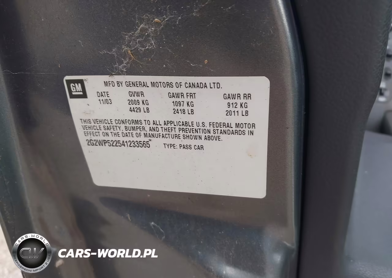 2004 Pontiac Grand Prix Gt1 VIN:2G2WP522541233565 - 9