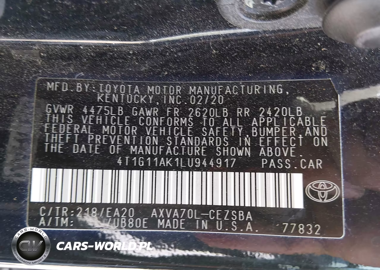 2020 Toyota Camry Se VIN:4T1G11AK1LU944917 - 9