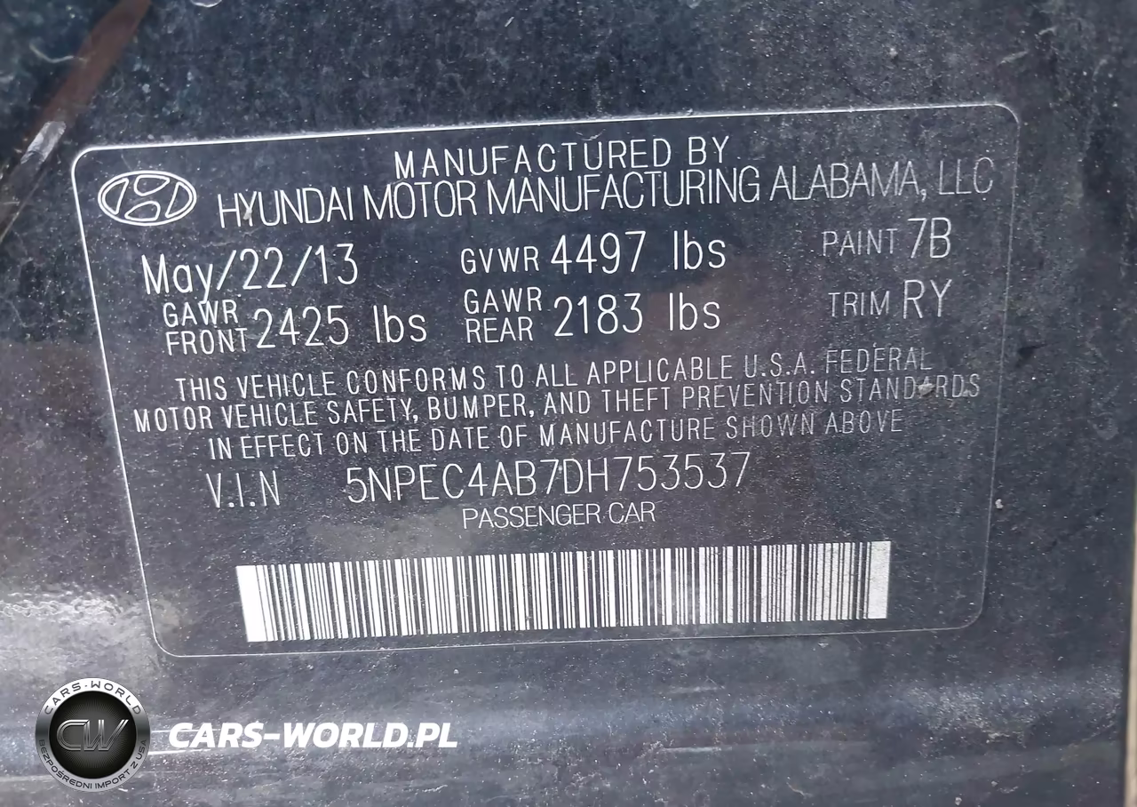 2013 Hyundai Sonata Se 2.0T VIN:5NPEC4AB7DH753537 - 9