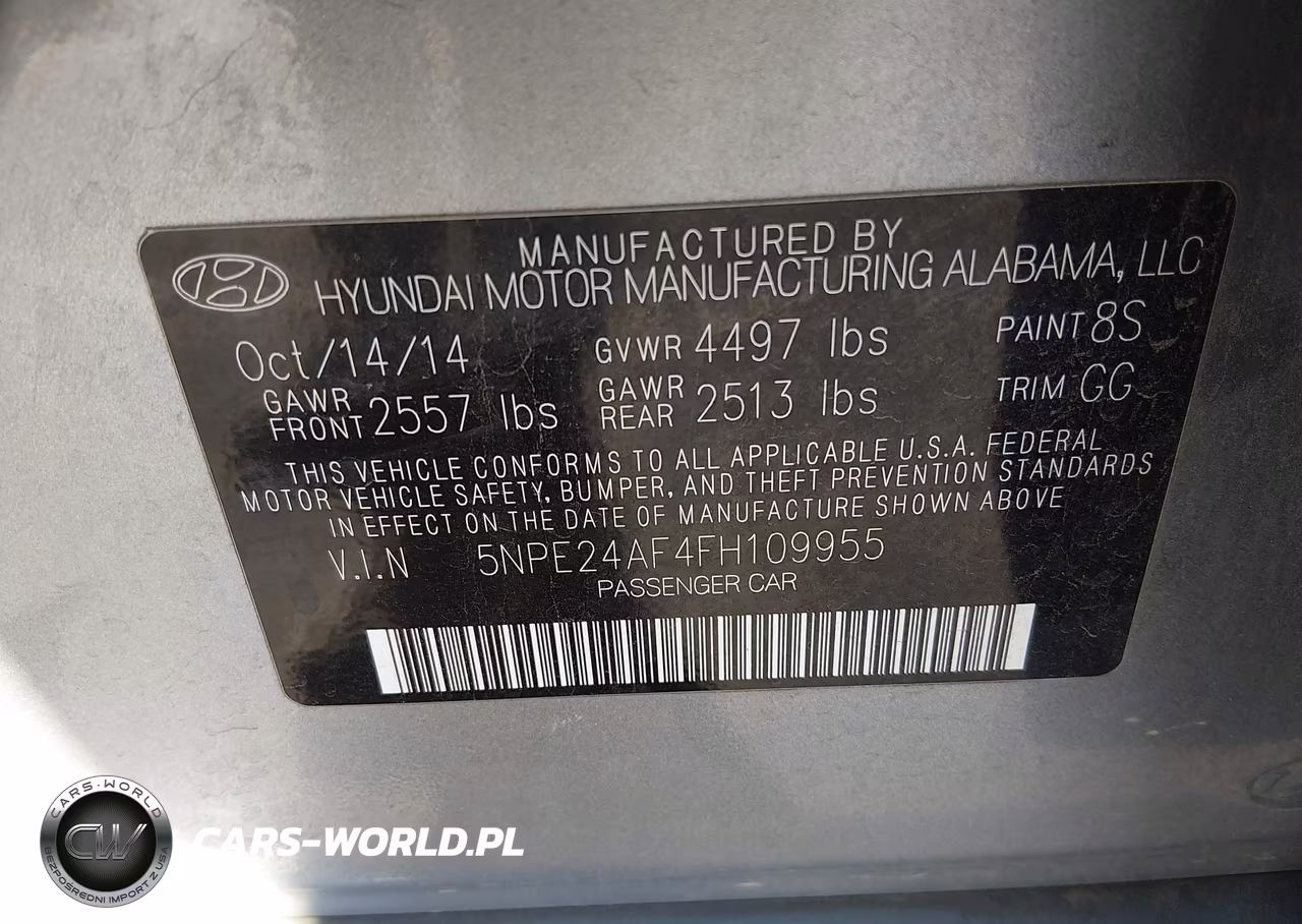 2015 Hyundai Sonata Se VIN:5NPE24AF4FH109955 - 9