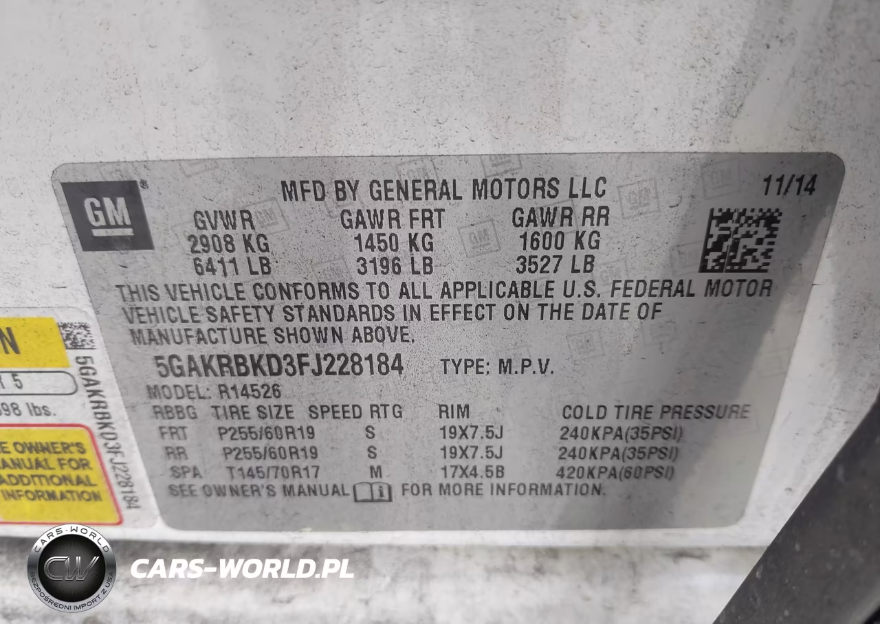 2015 Buick Enclave Leather VIN:5GAKRBKD3FJ228184 - 9