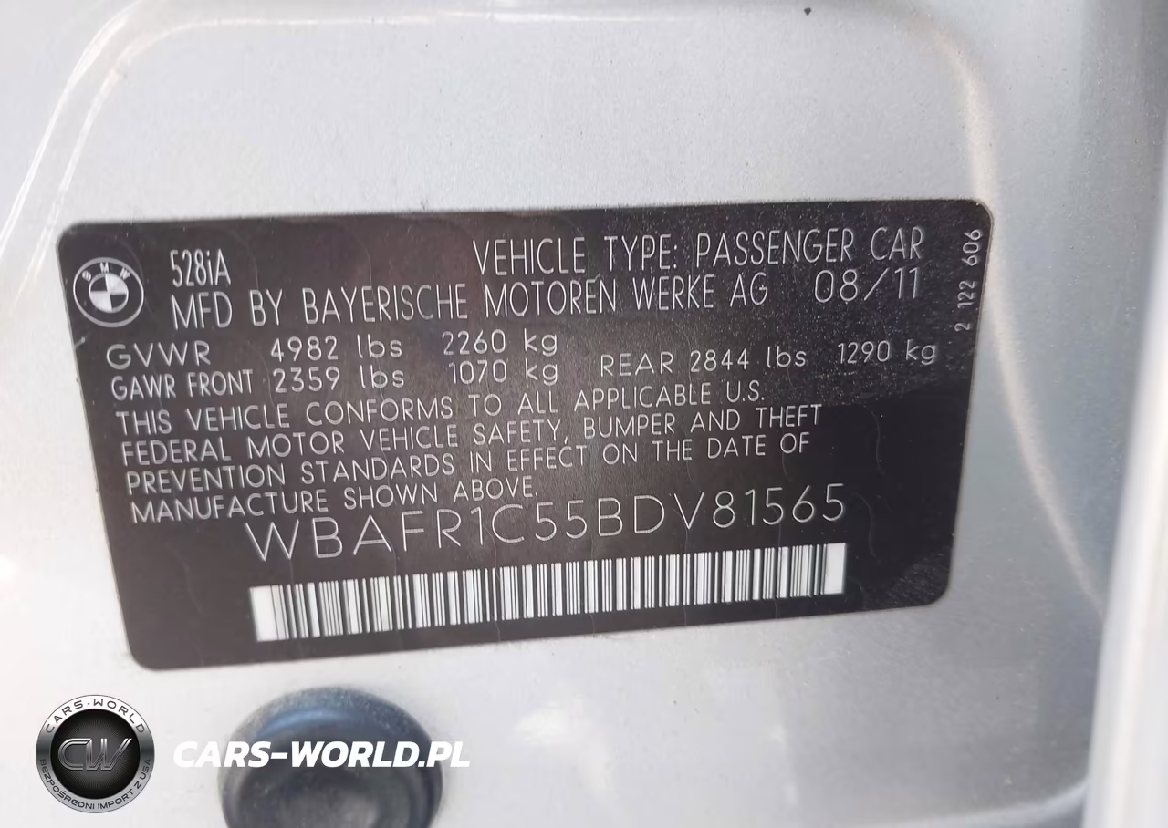 2011 BMW 528I VIN:WBAFR1C55BDV81565 - 9