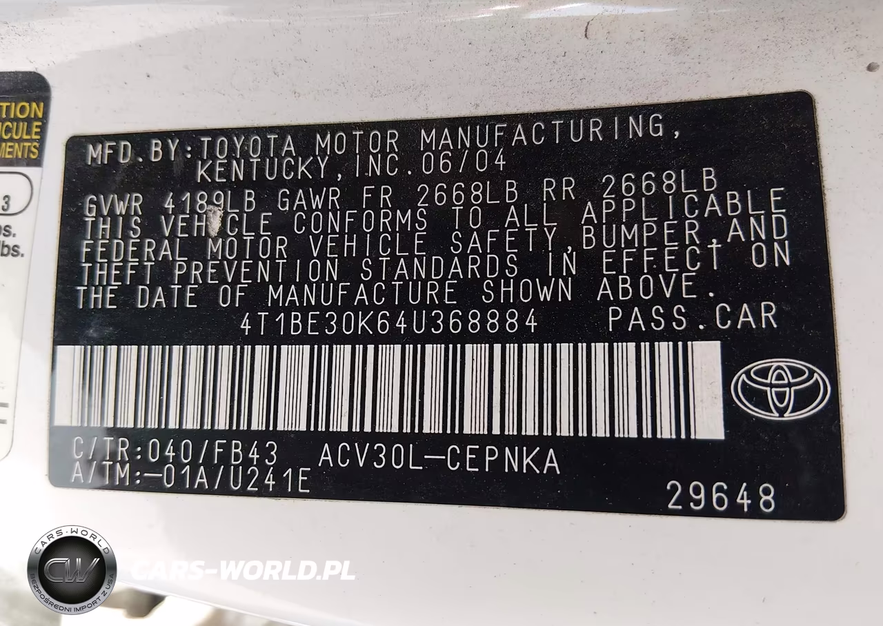 2004 Toyota Camry Le VIN:4T1BE30K64U368884 - 9