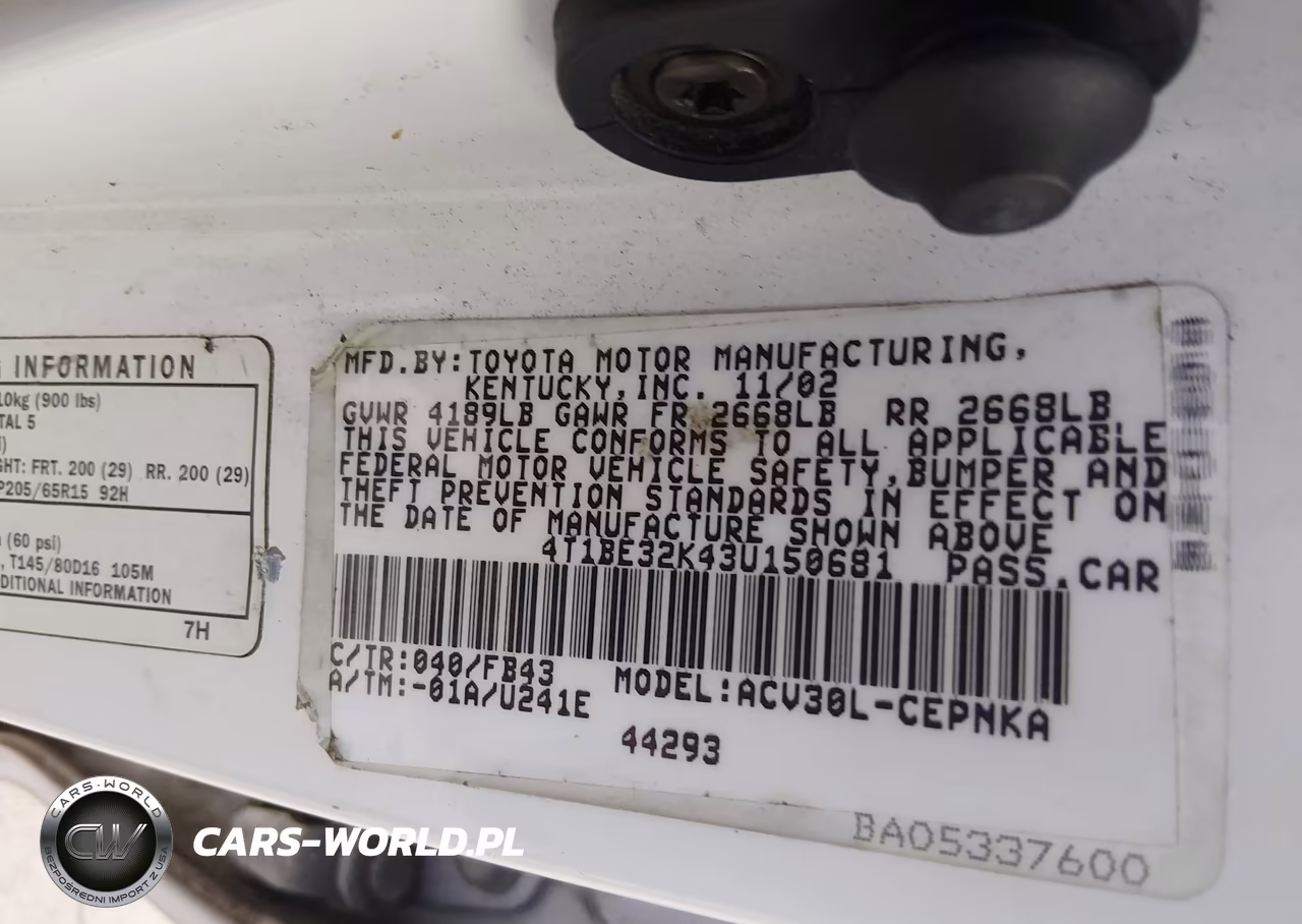 2003 Toyota Camry Le VIN:4T1BE32K43U150681 - 9