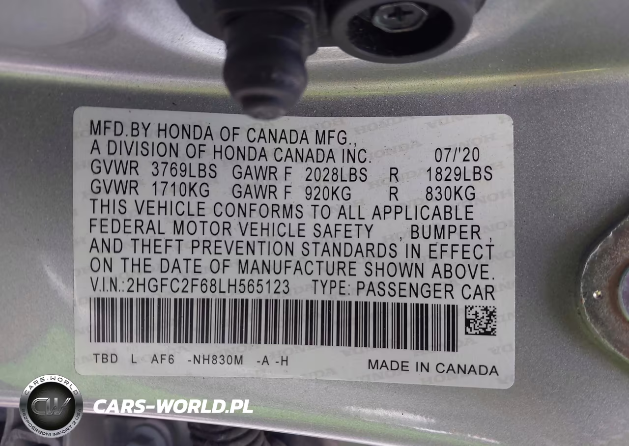2020 Honda Civic Lx VIN:2HGFC2F68LH565123 - 9