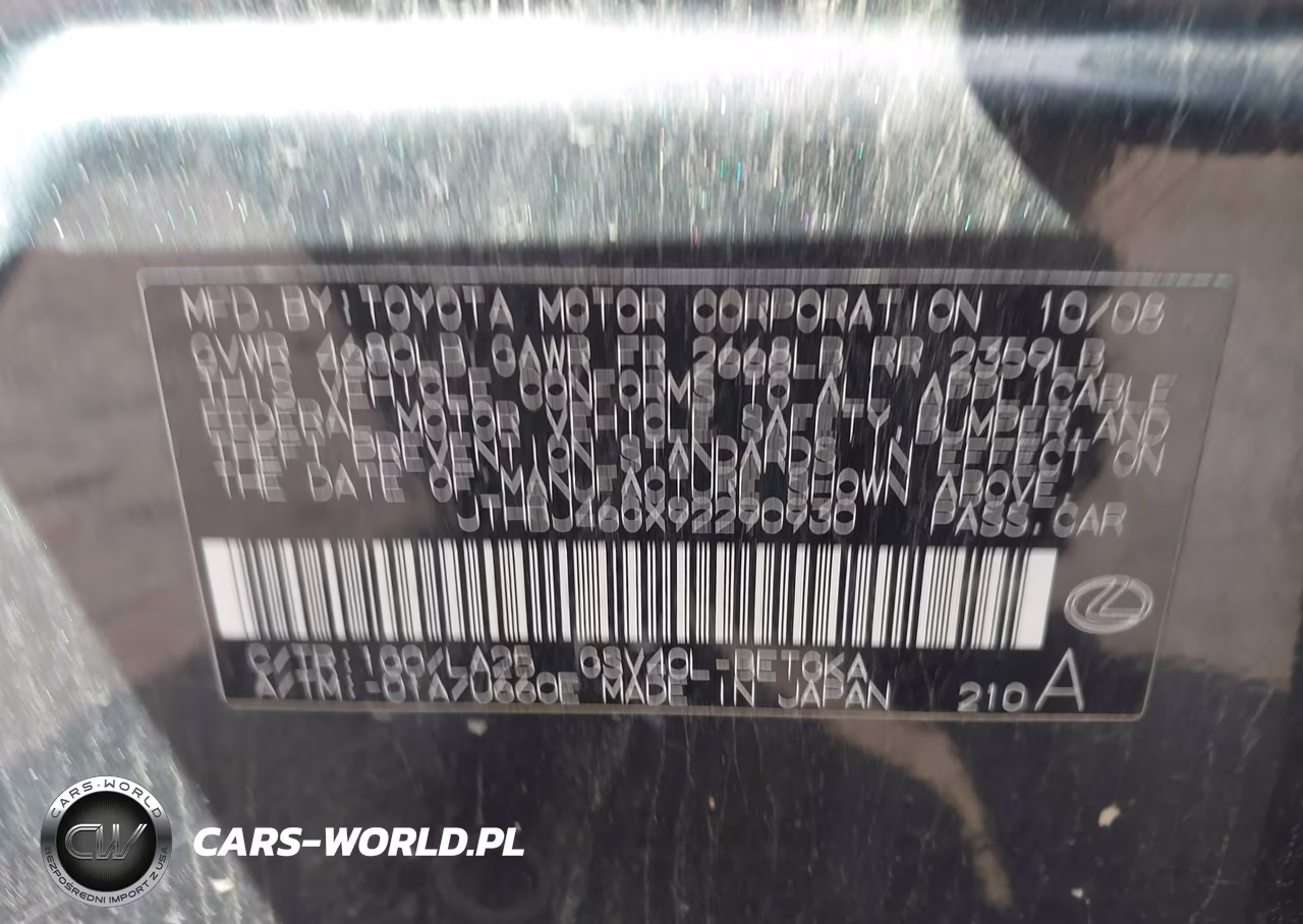 2009 Lexus Es 350 VIN:JTHBJ46GX92290930 - 9