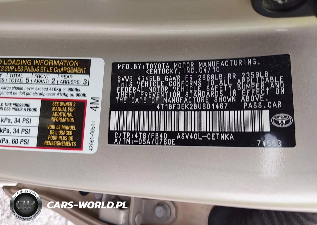 2011 Toyota Camry Le VIN:4T1BF3EK2BU601467 - 9