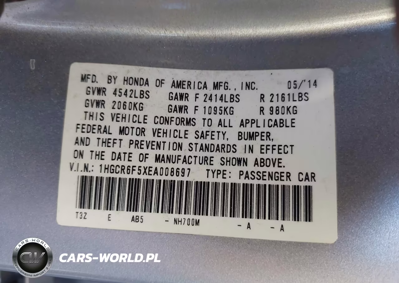 2014 Honda Accord Hybrid Ex-L VIN:1HGCR6F5XEA008697 - 9