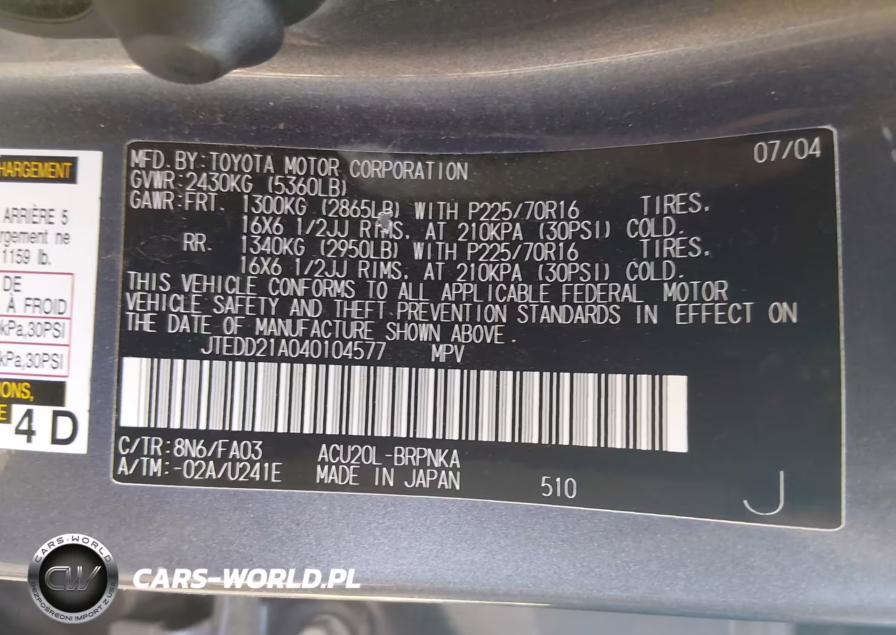 2004 Toyota Highlander VIN:JTEDD21A040104577 - 9