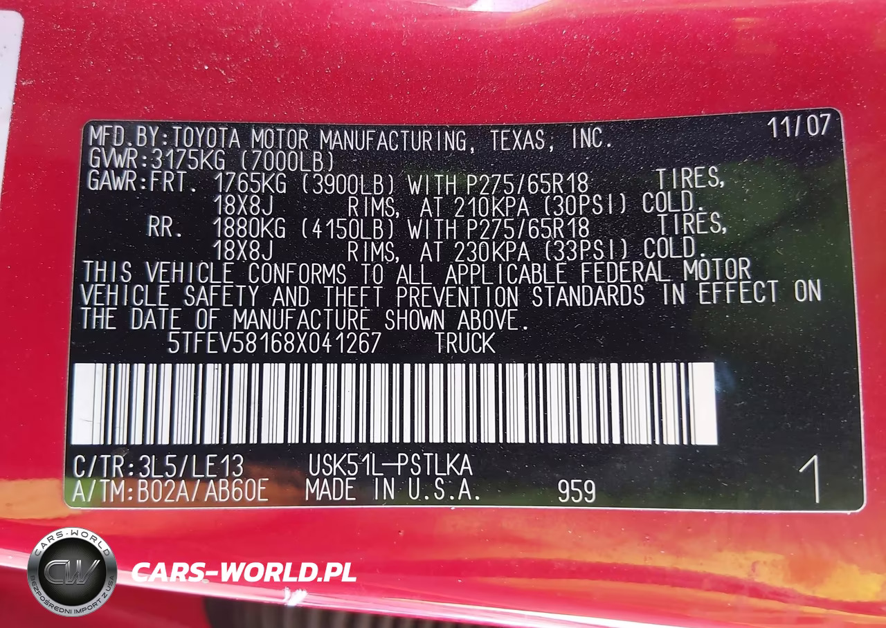 2008 Toyota Tundra Limited 5.7L V8 VIN:5TFEV58168X041267 - 9