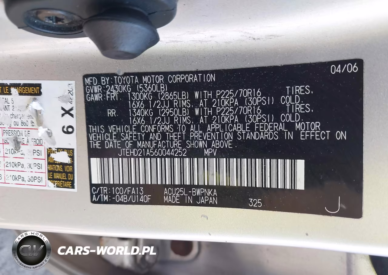 2006 Toyota Highlander VIN:JTEHD21A560044252 - 9