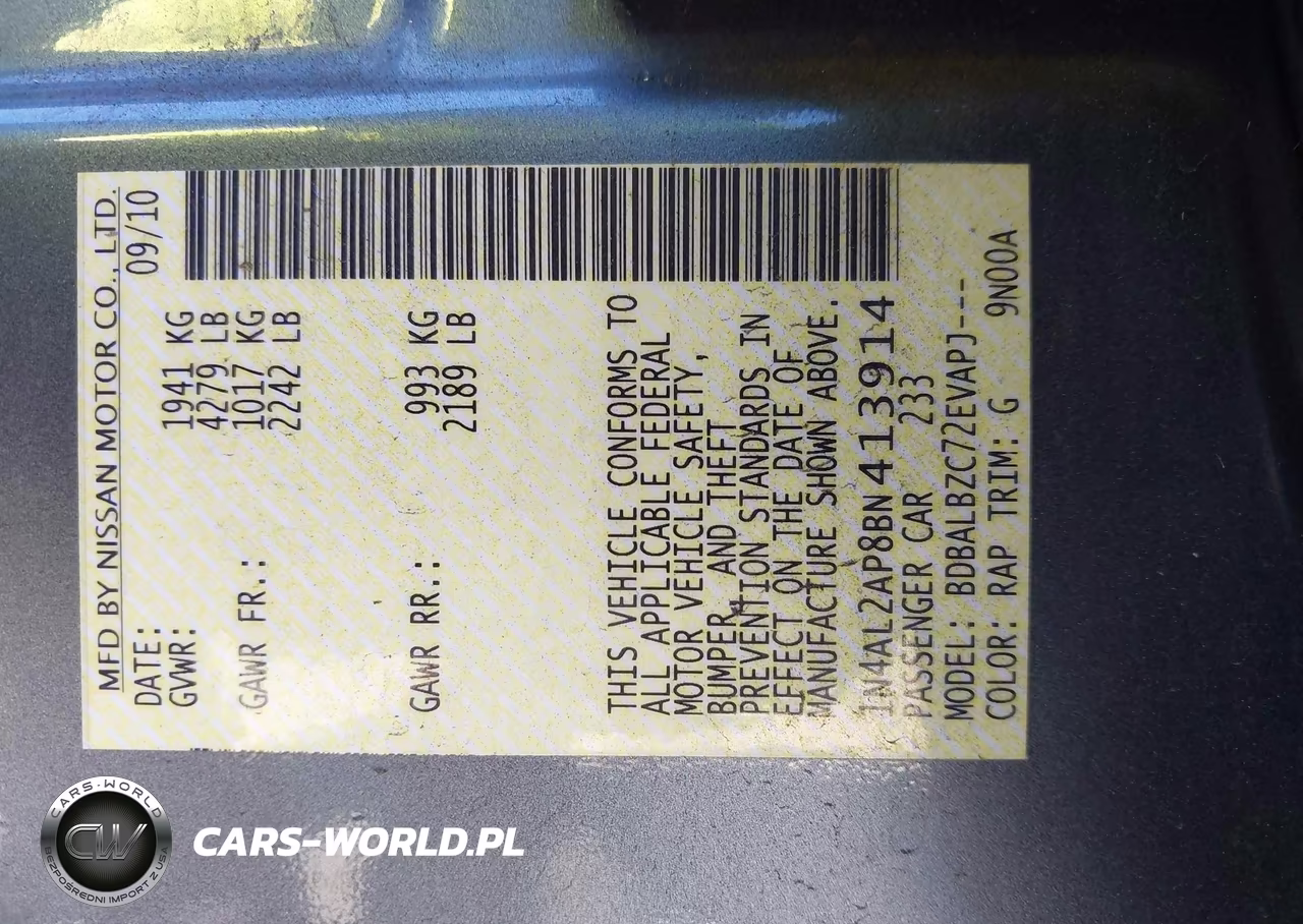 2011 Nissan Altima 2.5 S VIN:1N4AL2AP8BN413914 - 9