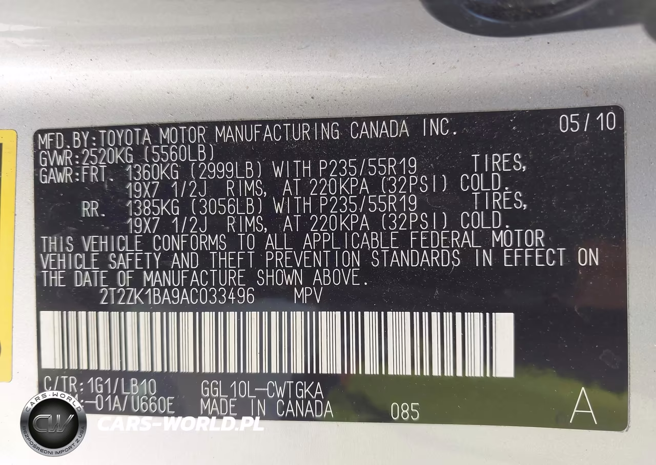 2010 Lexus Rx 350 VIN:2T2ZK1BA9AC033496 - 9