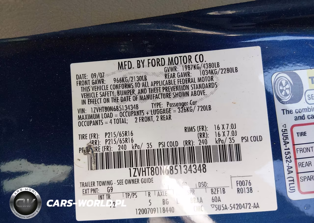 2008 Ford Mustang V6 Deluxe-V6 Premium VIN:1ZVHT80N685134348 - 9